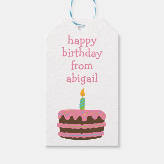 Birthday Cake Personalized Gift Tags (Front)