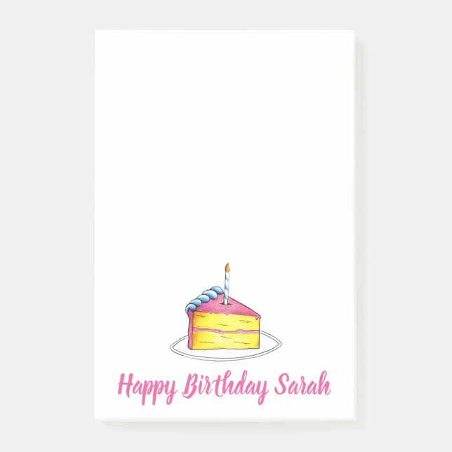 Birthday Cake Personalized Party Favour Post Its Post-it Notes (Front)