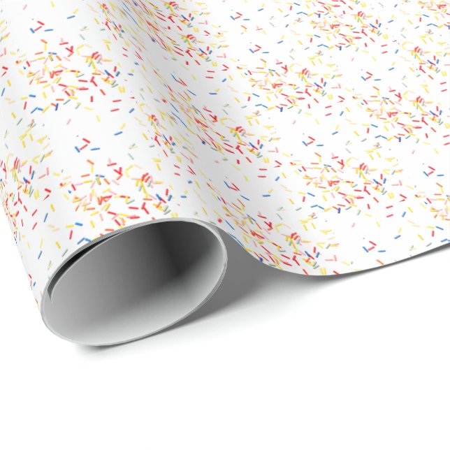 Birthday Cake sprinkles on white Wrapping Paper (Roll Corner)