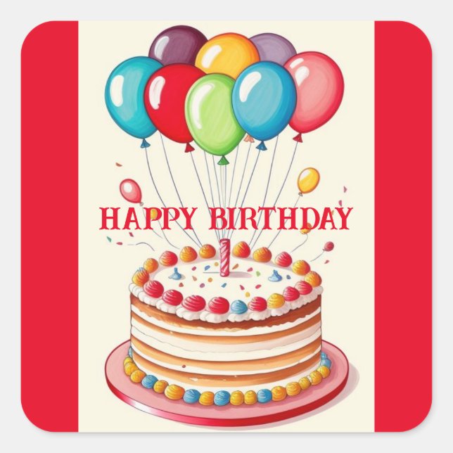 Birthday Cake  Square Sticker (Front)