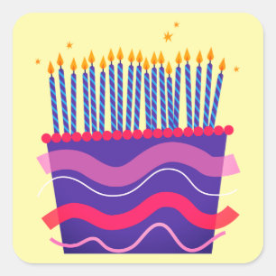 Birthday cake stickers or envelope seals