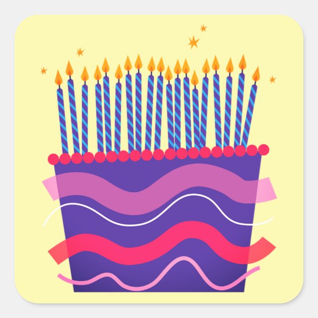 Birthday cake stickers or envelope seals (Front)