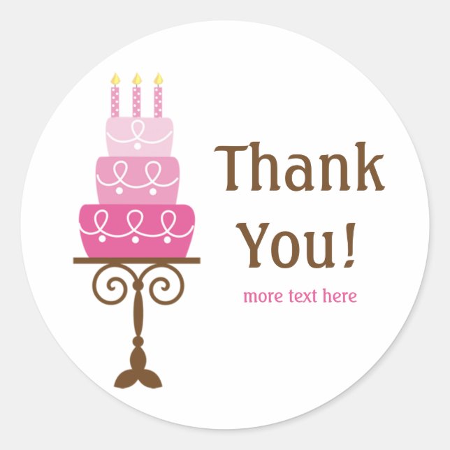 Birthday Cake Thank You Stickers (Front)