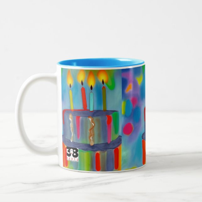 Birthday Cake Two-Tone Coffee Mug (Left)