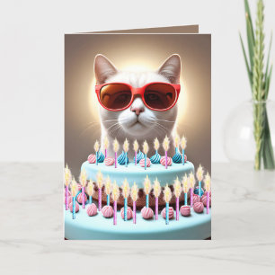 Birthday Cake With Cat and Sunglasses Card