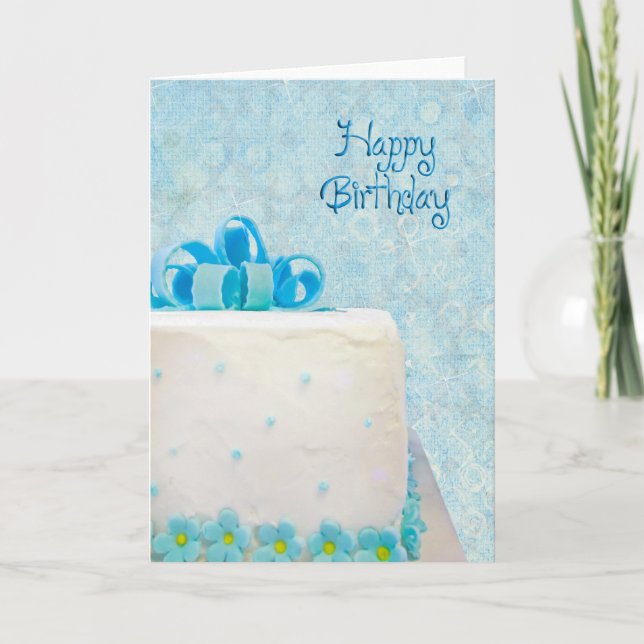 Birthday cake with frosting bow card (Front)