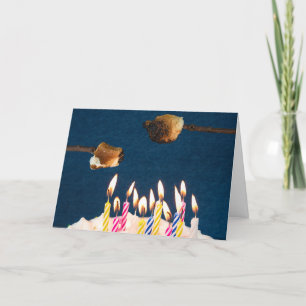 birthday cake with marshmallow roast card