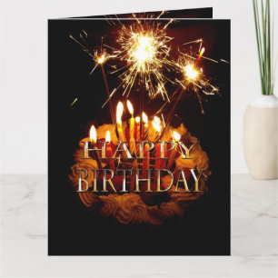 Birthday Cake With Sparklers, Card