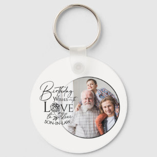 Birthday Calligraphy Photo Design For Son In Law Keychain
