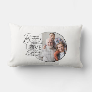 Birthday Calligraphy Photo Design For Son In Law Lumbar Pillow