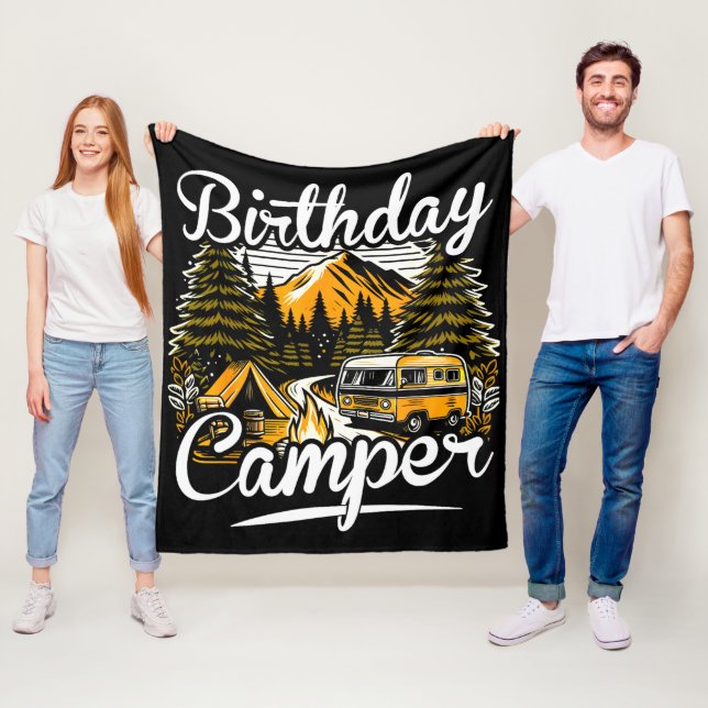 Birthday Camper Camping Camper Lover Fleece Blanket (In Situ)