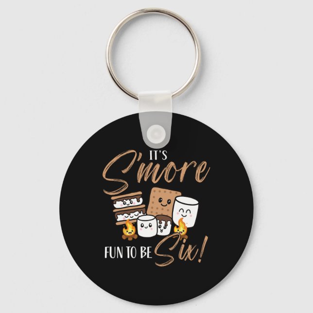 Birthday Campfire Marshmallow It's S'more Fun To B Keychain (Front)