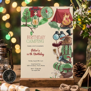 Birthday camping invitation