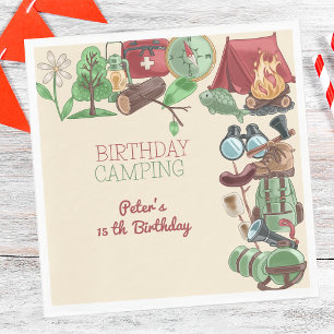 Birthday camping nature hiking for kids napkin