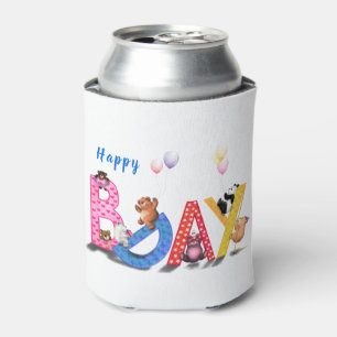Birthday Can Cooler Happy Bear Party