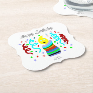 Birthday Candle Greetings Bracket Paper Coaster