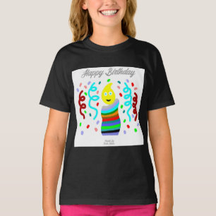 Birthday Candle Greetings Girls Black T Shirt