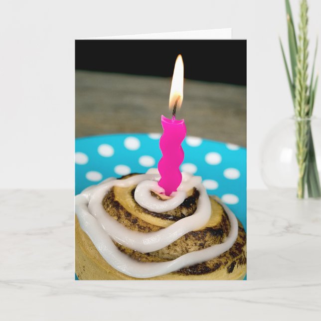 birthday candle in a cinnamon roll card (Front)