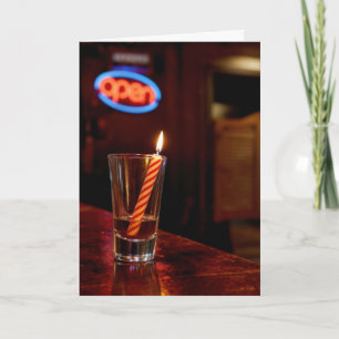 Birthday Candle in a Saloon Shot Glass  Card