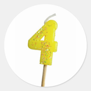 Birthday candle number 4 classic round sticker