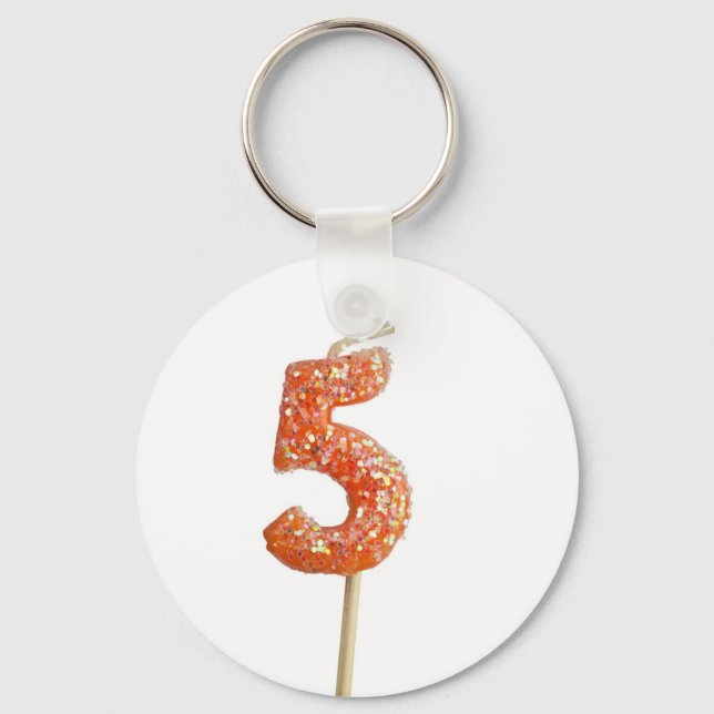 Birthday candle number 5 keychain (Front)