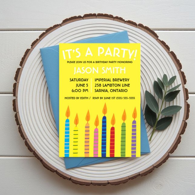 Birthday Candles Birthday Party  Invitation (Creator Uploaded)