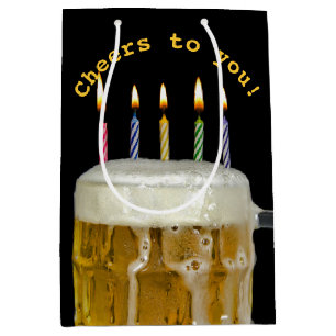 Birthday Candles In Beer Medium Gift Bag