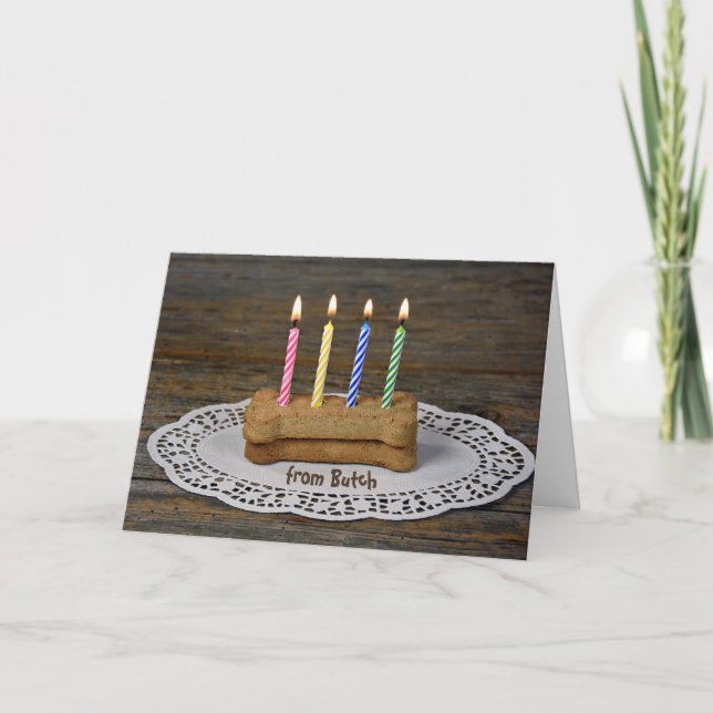 Birthday Candles in Dog Bone Card (Front)
