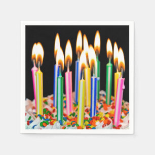 Birthday Candles On Cake Napkin