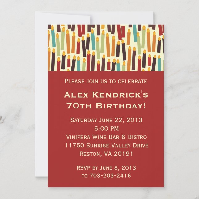 Birthday Candles - Red Invitation (Front)