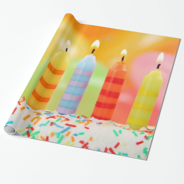 Birthday Candles Wrapping Paper (Unrolled)