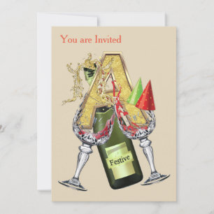Birthday-Capital Monogram -letter A Invitation