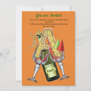 Birthday-Capital Monogram -letter A Invitation