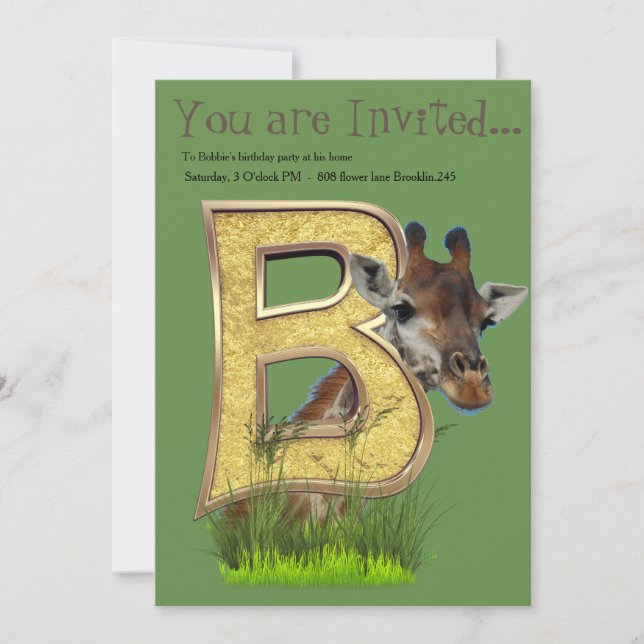 Birthday-Capital Monogram -letter B Invitation (Front)