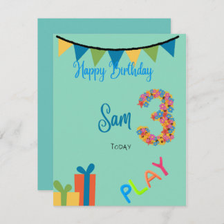 Birthday card 3 year old