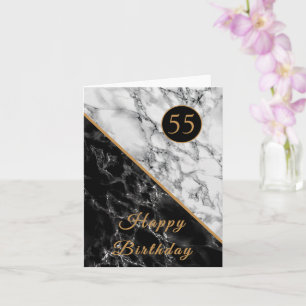 Birthday Card Black White Marble Add Year - Age
