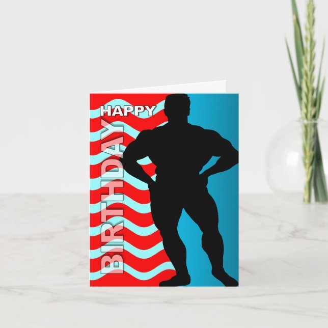 Birthday Card Bodybuilder Stripe (Front)