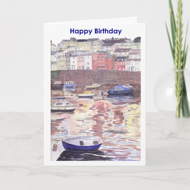 Birthday card, Brixham Harbor Devon UK Card (Front)