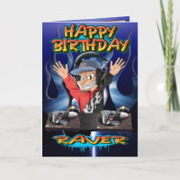 Birthday card cartoon DJ