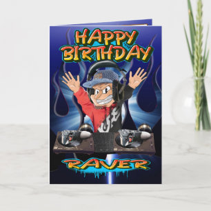 Birthday card cartoon DJ