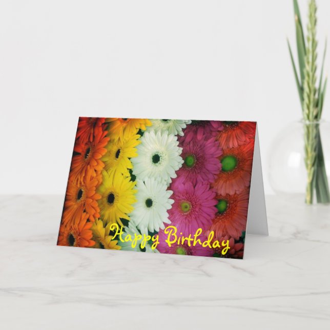 Birthday card~ Colourful Gerbera Daisy Card (Front)