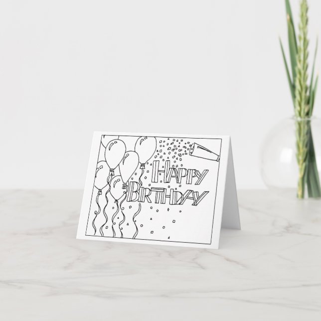Birthday Card - Colouring Card (Front)