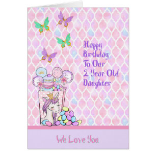 Birthday Card for 2 Year Old Daughter, Unicorn
