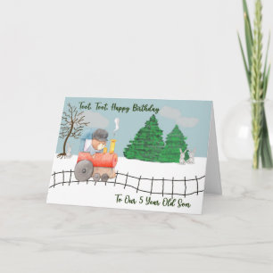 Birthday Card for 5 Year Old Son with Train