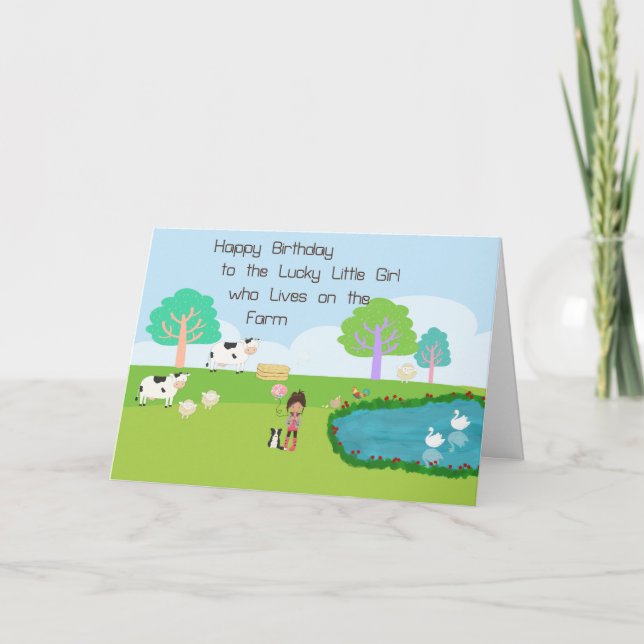 Birthday Card for a Female Farm Child. (Front)