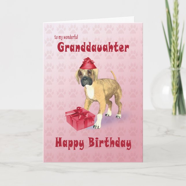 Birthday card for a granddaughter with a puppy (Front)