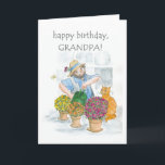 Birthday Card for a Grandfather - Gardening<br><div class="desc">A Birthday Card for a Grandfather,  with a man enjoying tending his plants,  from a watercolour illustration by Judy Adamson. Please feel free to edit or delete the inside text and request and changes to the front cover text through my store.</div>