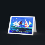 Birthday Card for a Grandfather - Sailing<br><div class="desc">A Birthday Card for a Grandfather,  with a seascape with yachts,  from a handpainted paper collage by Judy Adamson. The inside is fully customizable and if you would like the front cover text changed,  please contact me through my store.</div>