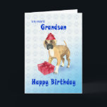 Birthday card for a grandson with a puppy<br><div class="desc">A birthday card with a cute boxer puppy. What could be better for a dog-lover? This playful little pup will steal your heart! A birthday card for a grandson.</div>