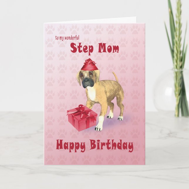 Birthday card for a step mom with a puppy (Front)